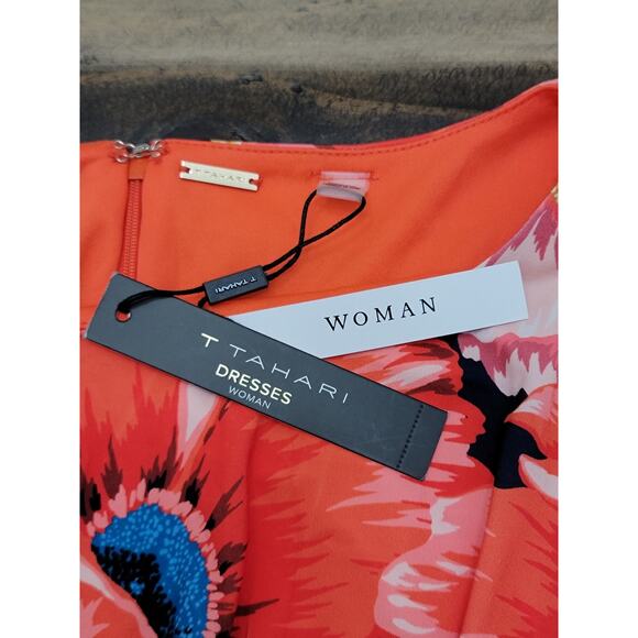 T TAHARI Woman Event Floral Ruched Dress Sleeveless Back Zipper Plus Size - Picture 7 of 7